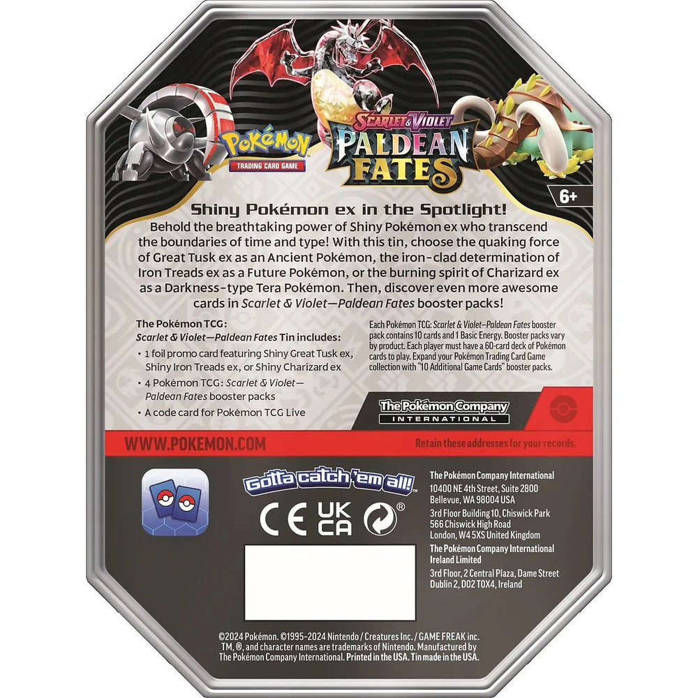 Pokemon - Scarlet & Violet - Paldean Fates Tin - Shiny Tera Charizard Ex - My Store