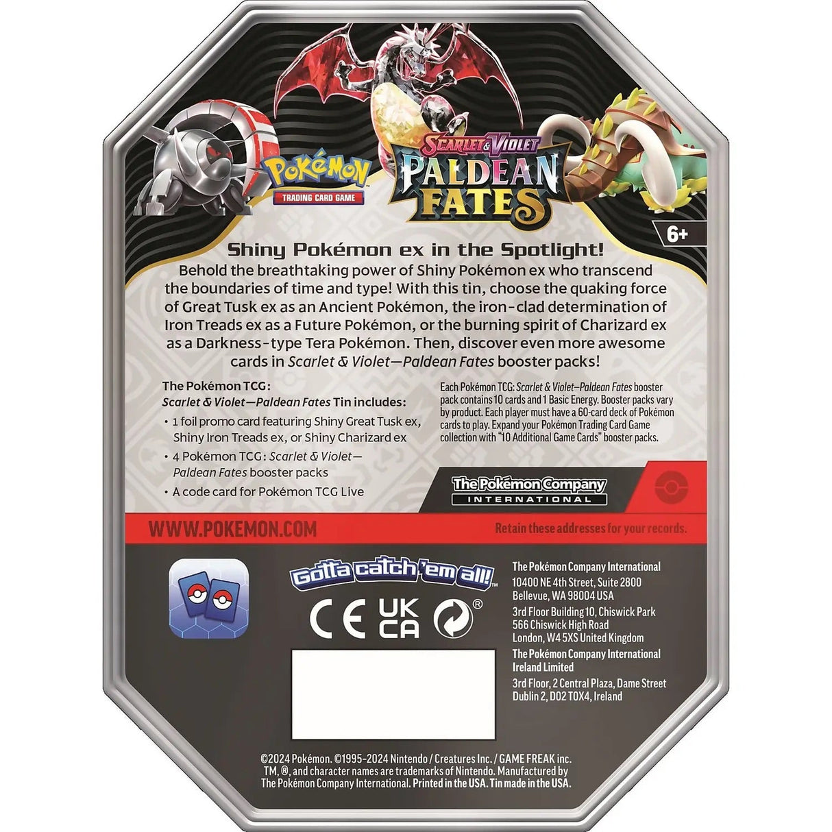 Pokemon - Scarlet & Violet - Paldean Fates Tin - Shiny Great Tusk Ex - My Store