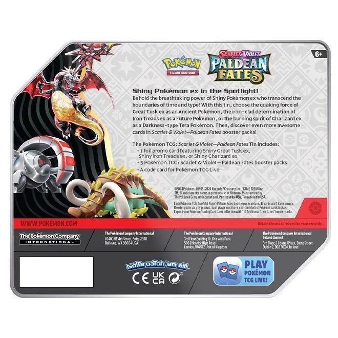Pokemon - Scarlet & Violet - Paldean Fates - 7" Tin - Shiny Iron Treads Ex - My Store